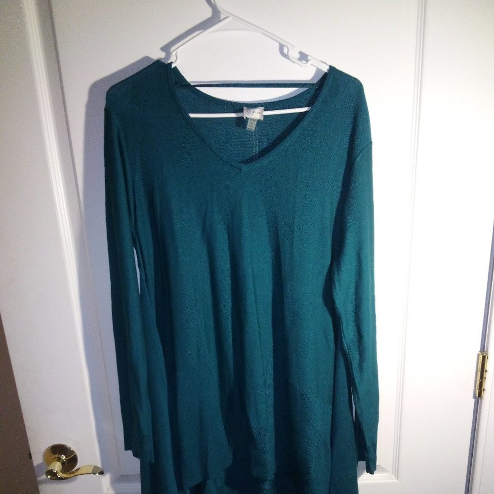 Teal Long Sleeve Tunic-Sweater